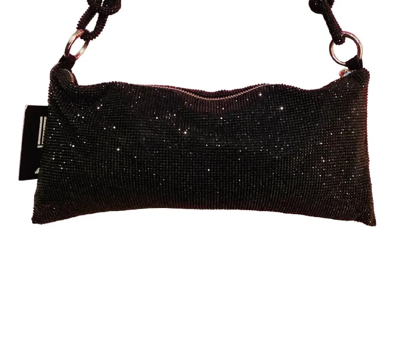 Allover Rhinestone Evening Bag In Black