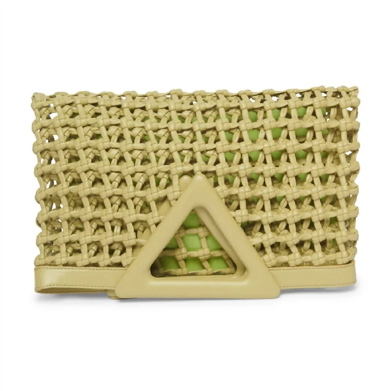 Avalon Woven Fold-Over Clutch In Green