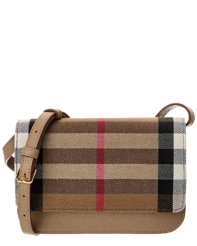 Burberry Check Canvas & Leather Shoulder Bag