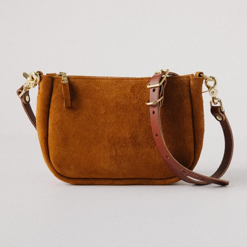 Roughout Dark Tan Bulldog Crossbody Bag