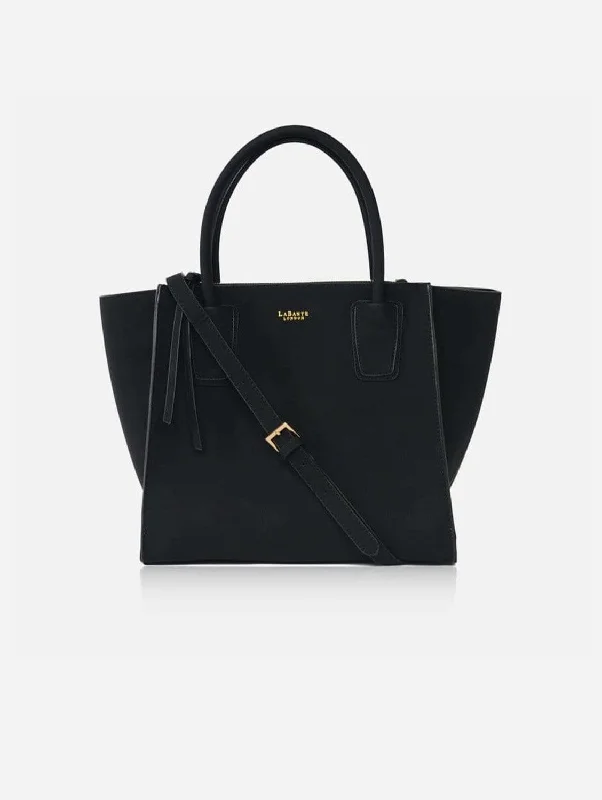 Demi Vegan Leather Winged Tote Bag | Black