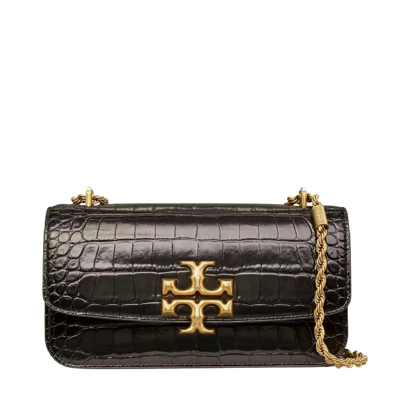 Eleanor Croc-Embossed E/w Small Convertible Shoulder Bag In Black