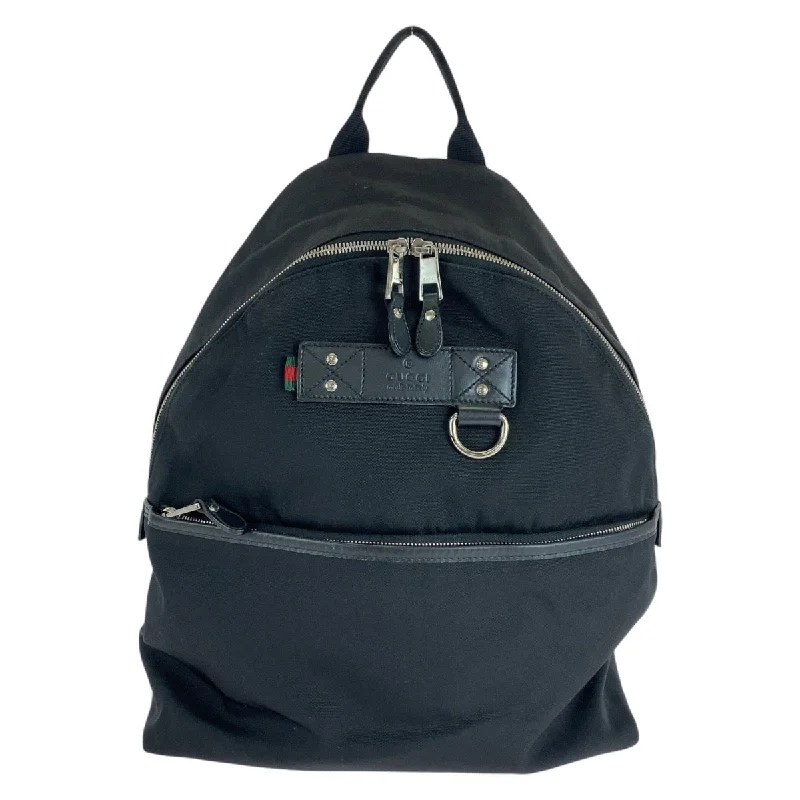 Gucci Black Canvas Leather Backpack Unisex