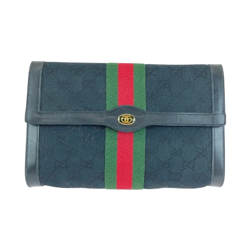 Gucci Vintage GG Canvas Leather Clutch Bag