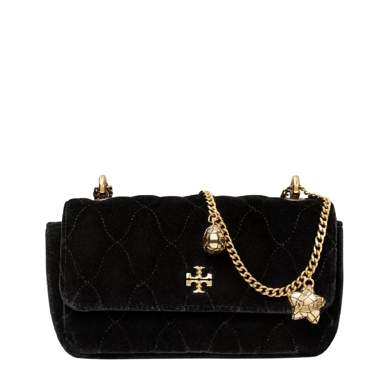 Kira Velvet Mini Flap Bag In Black