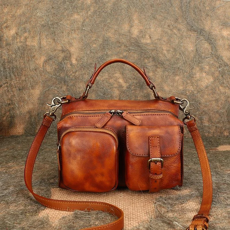 Ladies Vintage Shoulder Bags Genuine Leather Handbags For Women