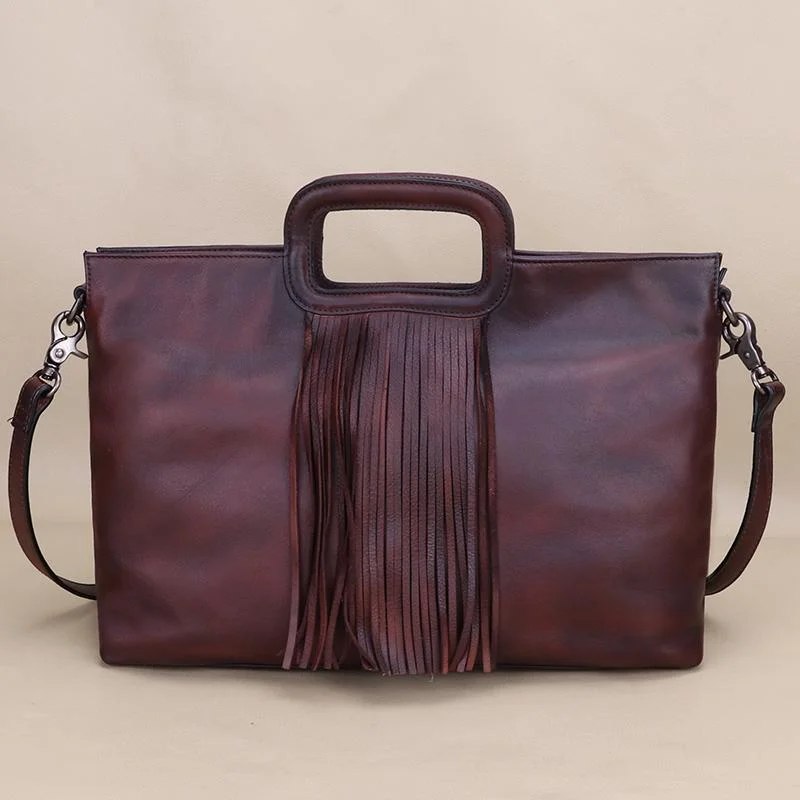 Ladies Western Cowhide Purses With Fringe Crossbody Tote For Women