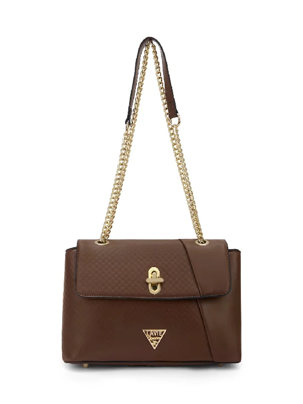 Lavie Signature Orlando Small Dark Tan Womens Flap Satchel