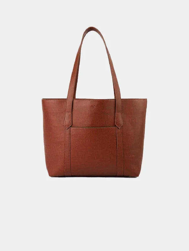 Maddox Vegan Leather Tote Bag | Rust & Emerald