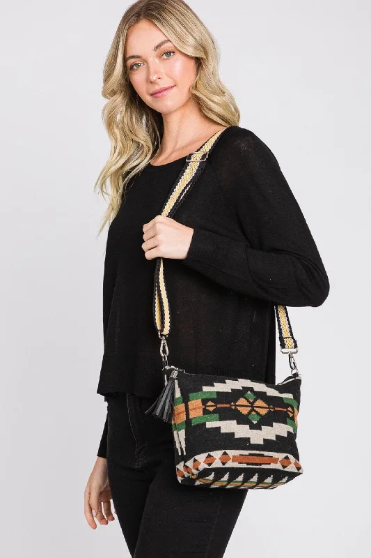 MB0194 Jazmin Felt Aztec Crossbody Bag With Tassel