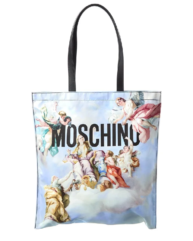 Moschino Fresco Print Canvas & Leather Tote