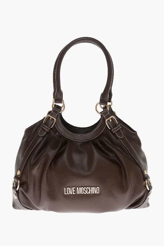 Moschino Love Faux Leather Bucket Bag With Golden Details