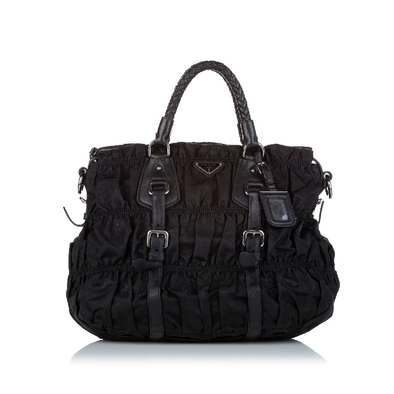 Prada Tessuto Gaufre Leather Satchel