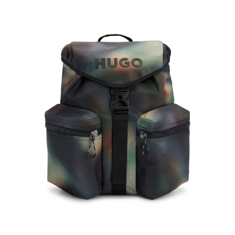 Recycled-nylon backpack with seasonal camouflage print