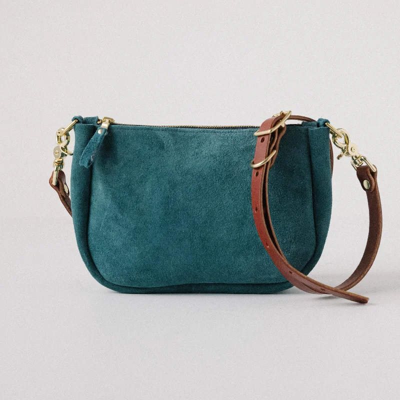 Roughout Dark Teal Bulldog Crossbody Bag