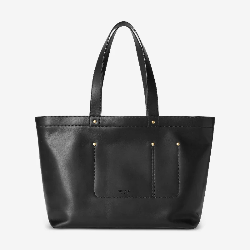 Shinola The Pocket Black Natural Leather Tote 20217379-BL