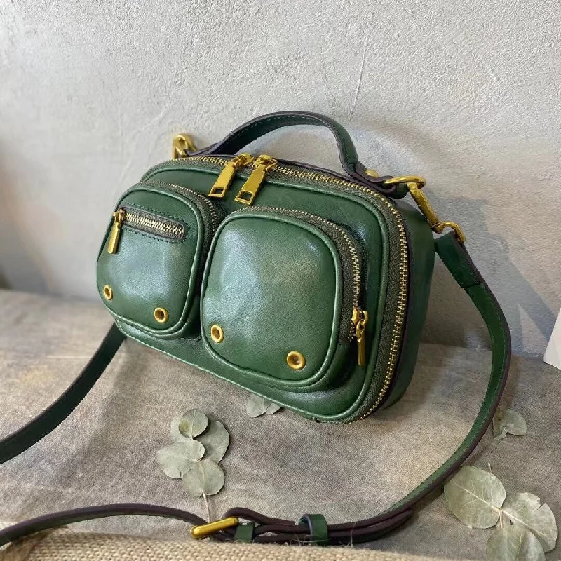 Small Ladies Green Leather Shoulder Strap Purse Side Bags For Women