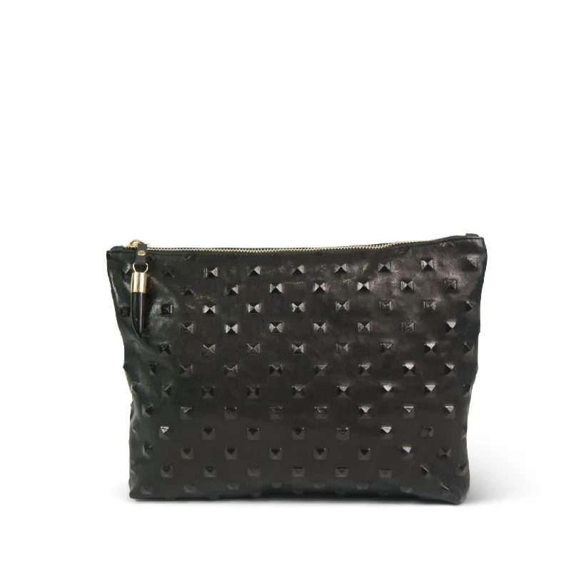 Studded Medium Clutch In Black Dark Studd