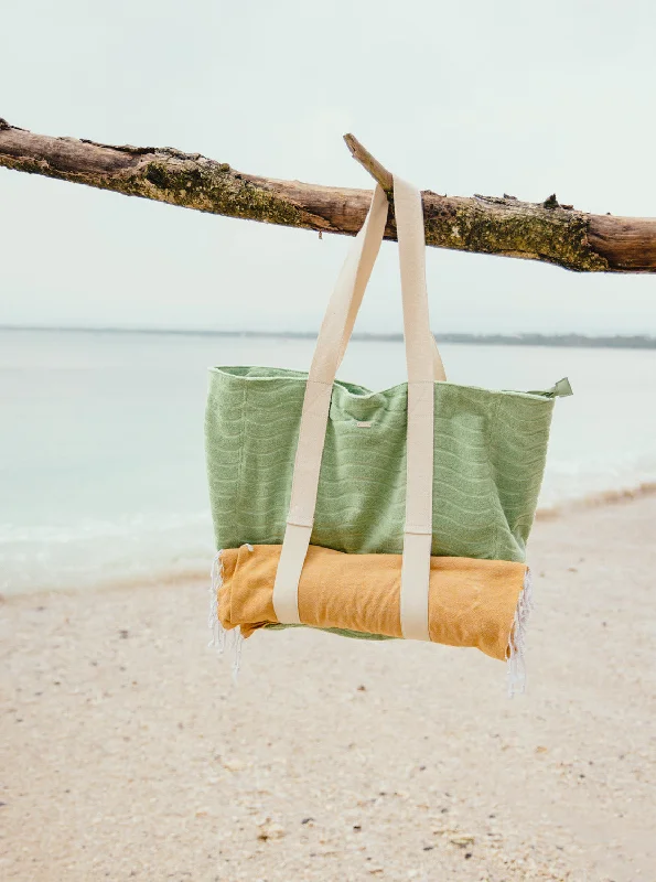 Sunny Palm Tote Beach bag - Quiet Green