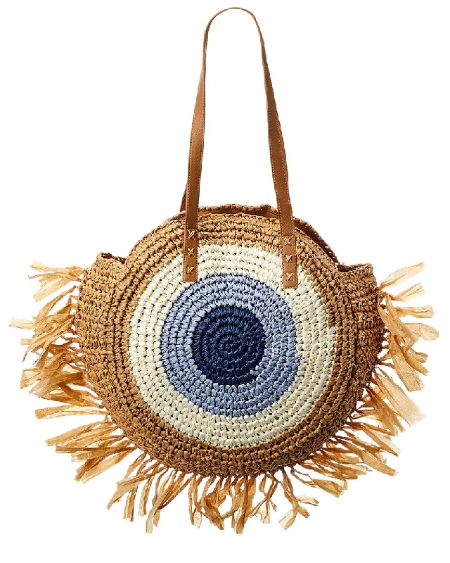 Surell Accessories Round Straw Tote