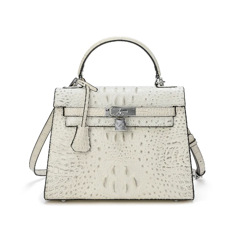 Tiffany & Fred Alligator Embossed Leather Satchel/Shoulder Bag