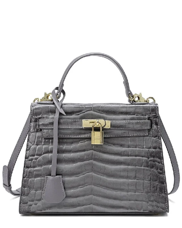 Tiffany & Fred Alligator-Embossed Leather Top Handle Satchel