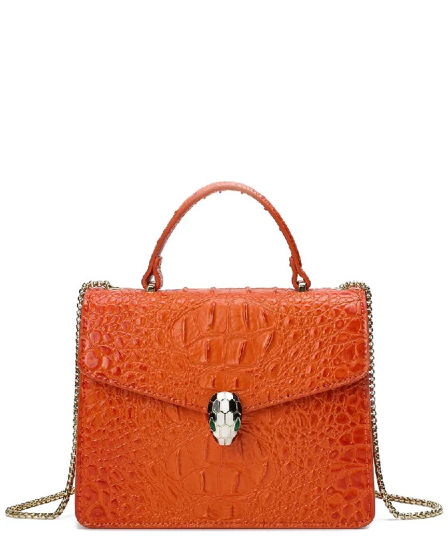 Tiffany & Fred Alligator-Embossed Leather Top Handle Satchel