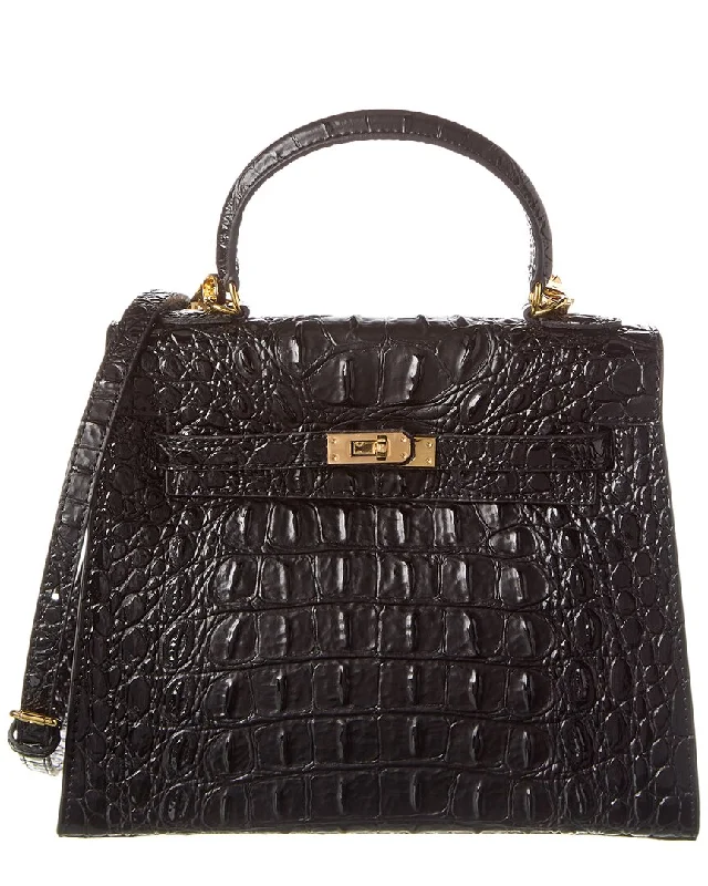 Tiffany & Fred Paris Alligator-Embossed Leather Shoulder Bag