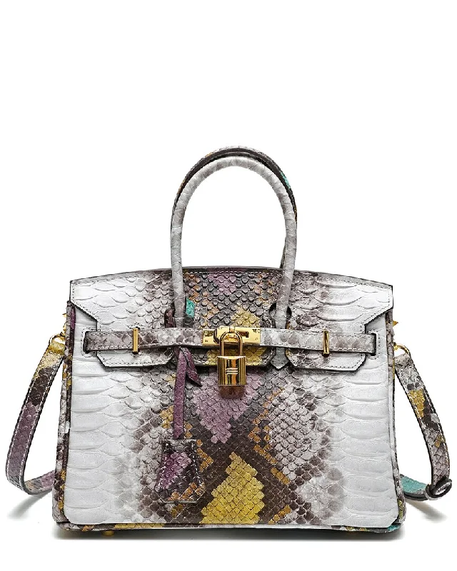 Tiffany & Fred Snake Embossed Leather Satchel