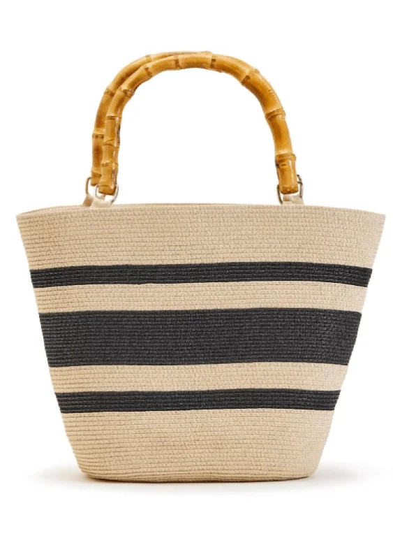 Tote Bag With Bamboo Handles In Natural