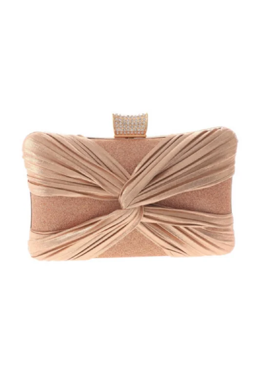 UrEtro Metallic Gathered Fabric Clutch