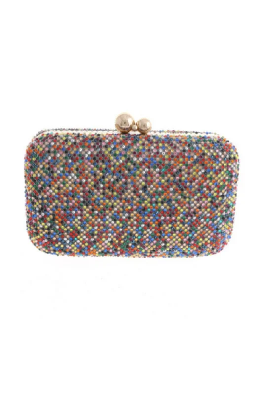 UrEtro rectangular rhinestone embellished evening clutch