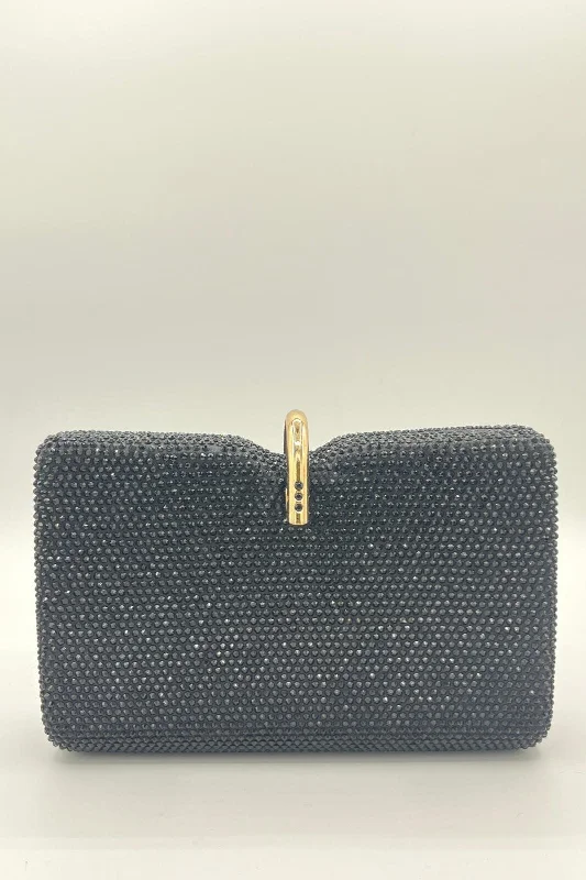 Uretro Rhinestone Evening Clutch with snap lock Closure