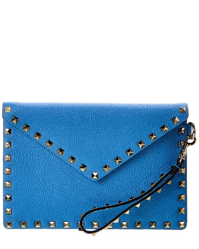 Valentino Rockstud Grainy Leather Pouch