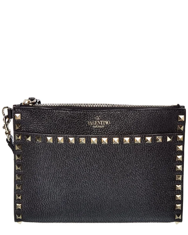 Valentino Rockstud Grainy Leather Pouch