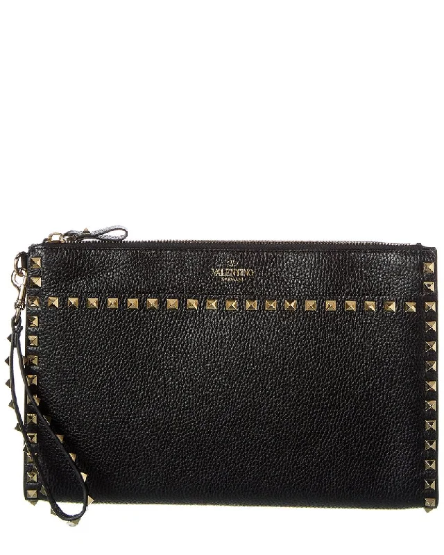 Valentino Rockstud Grainy Leather Pouch