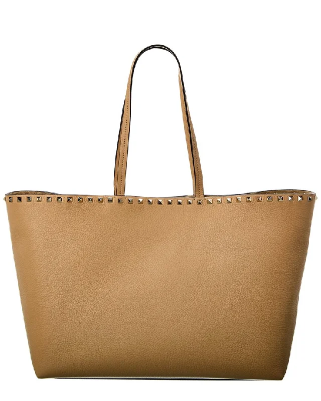 Valentino Rockstud Large Grainy Leather Shopper Tote