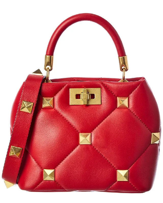 Valentino Roman Stud The Handle Small Leather Shoulder Bag