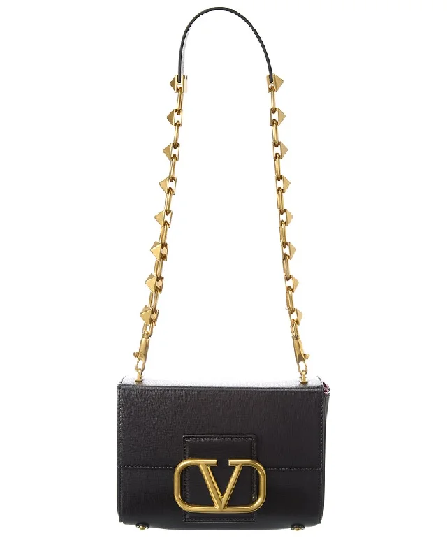 Valentino Stud Sign Leather Shoulder Bag