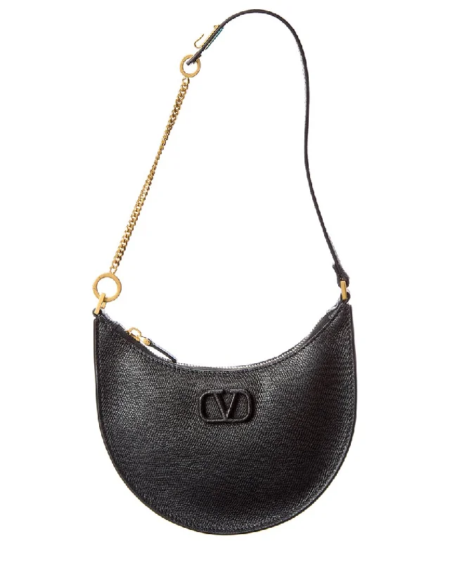 Valentino VLogo Grainy Leather Shoulder Bag