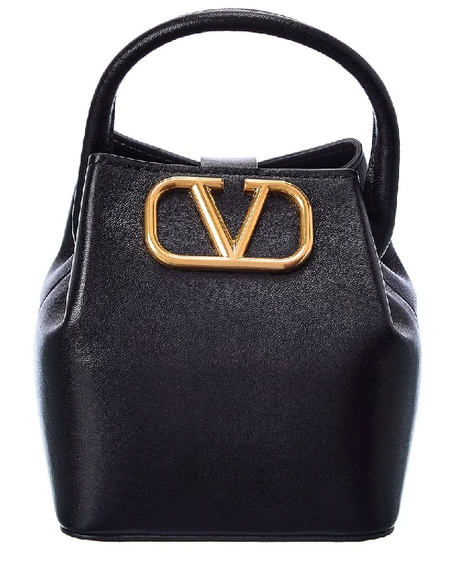 Valentino VLogo Leather Bucket Bag