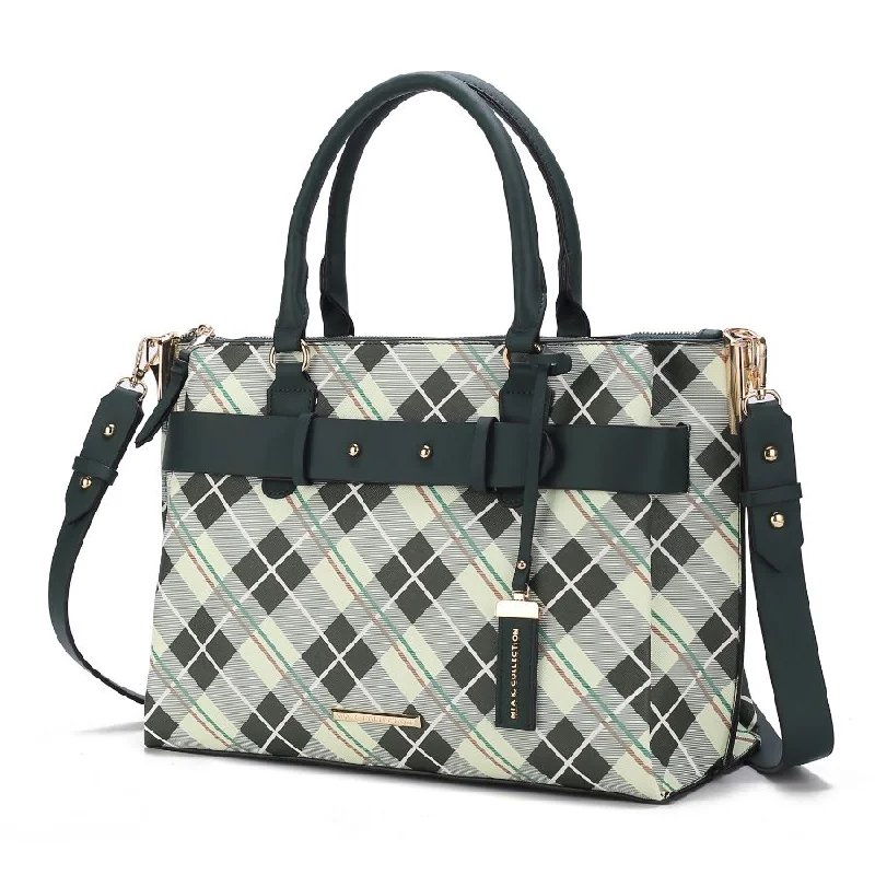 Vivian Plaid Pattern Vegan Leather Women’s Satchel Bag