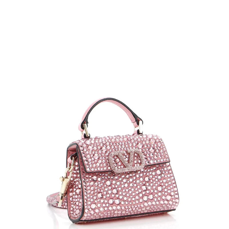 VSling Top Handle Bag Crystal Embellished Leather Micro