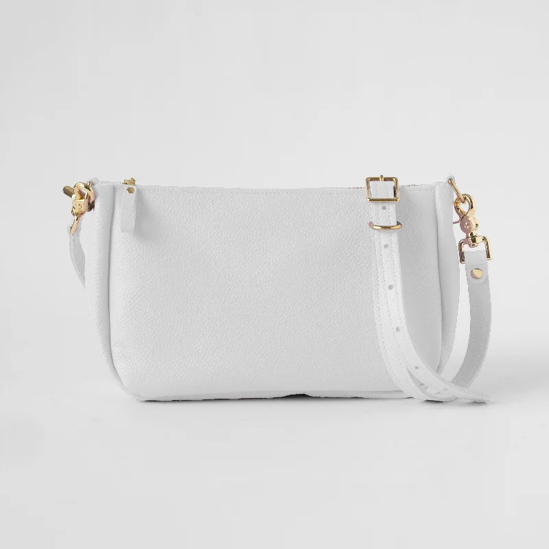 White Italian Pebbled Crossbody Bag