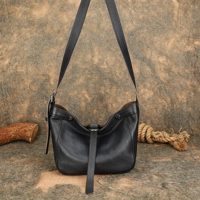 Womens Black Leather Hobo Crossbody Purse Shoulder Bag For Women