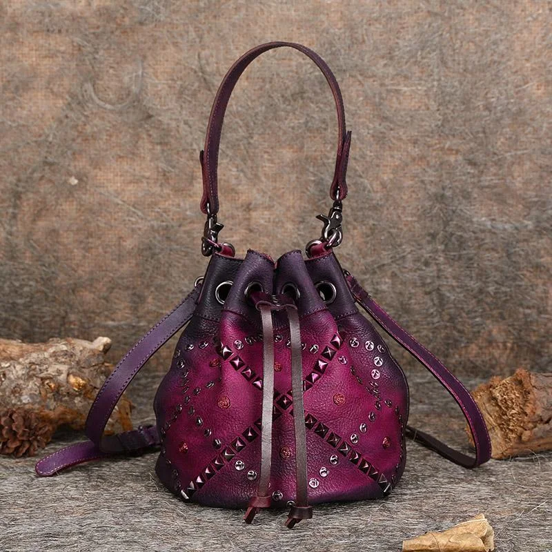 Womens Genuine Leather Bucket Bags Crossbody Bags On Sale For Women