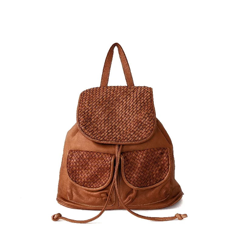 Woven Leather Backpack Purse