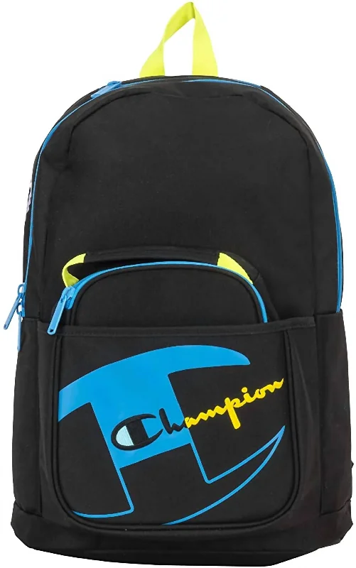 Youth Backpack With Removable Lunch Kit in Black/Blue